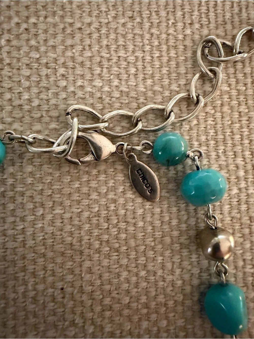 Chico's Turquoise and Teal Bead Statement Necklace